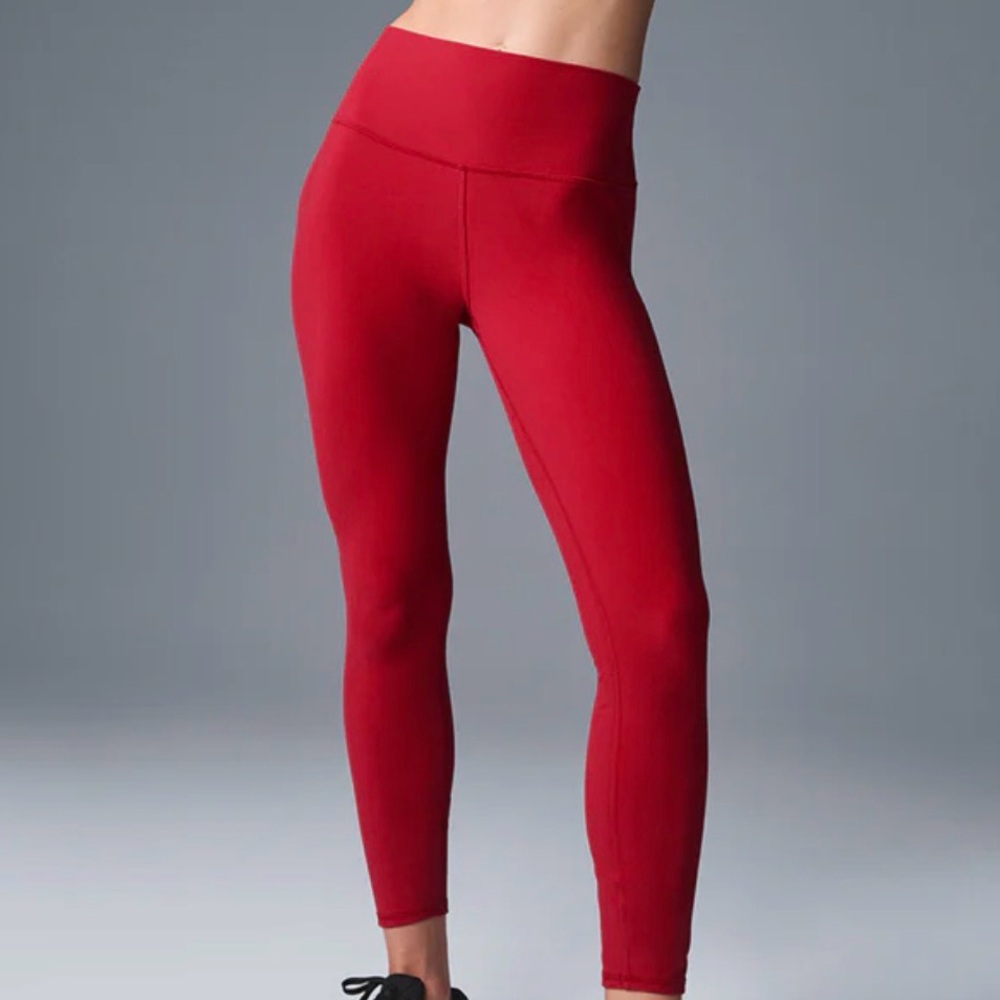 ALO Yoga Alosoft Highlight Leggings Bold Red 7/8 NWT